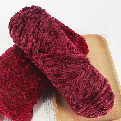 Fil de velours doux en Chenille, mélange de laine tricotée au Crochet, écharpe faite à la main, manteau, couverture et chapeau pour bébé, 95g