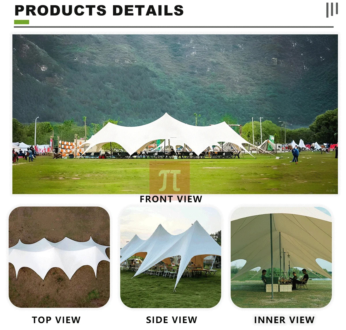 Tente d'extérieur à baldaquin extensible et imperméable, abri solaire en tissu Oxford pour exposition de fêtes de mariage, tente de spectacle commercial Glamping