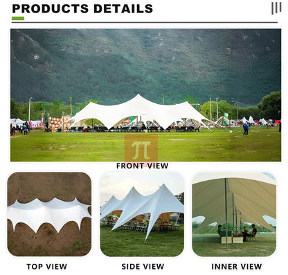 Tente d'extérieur à baldaquin extensible et imperméable, abri solaire en tissu Oxford pour exposition de fêtes de mariage, tente de spectacle commercial Glamping