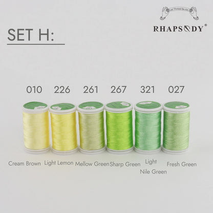 Rhapsody 6/60 ensemble de couleurs frère fil à broder en Polyester de qualité supérieure 200M (220Y) chaque bobine frère Babylock Janome Singer Hom