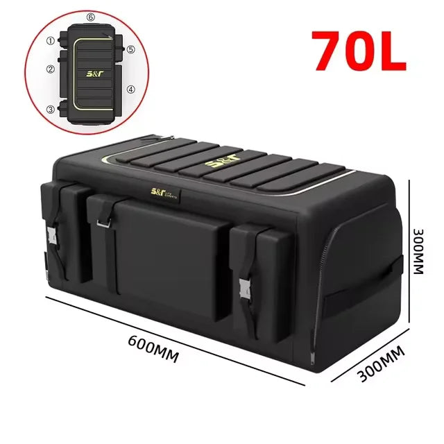 Organisateur de rangement de coffre de voiture avec couvercle, organisateur universel de coffre de voiture, boîte de rangement de 70l, organisateur pliant en tissu Oxford