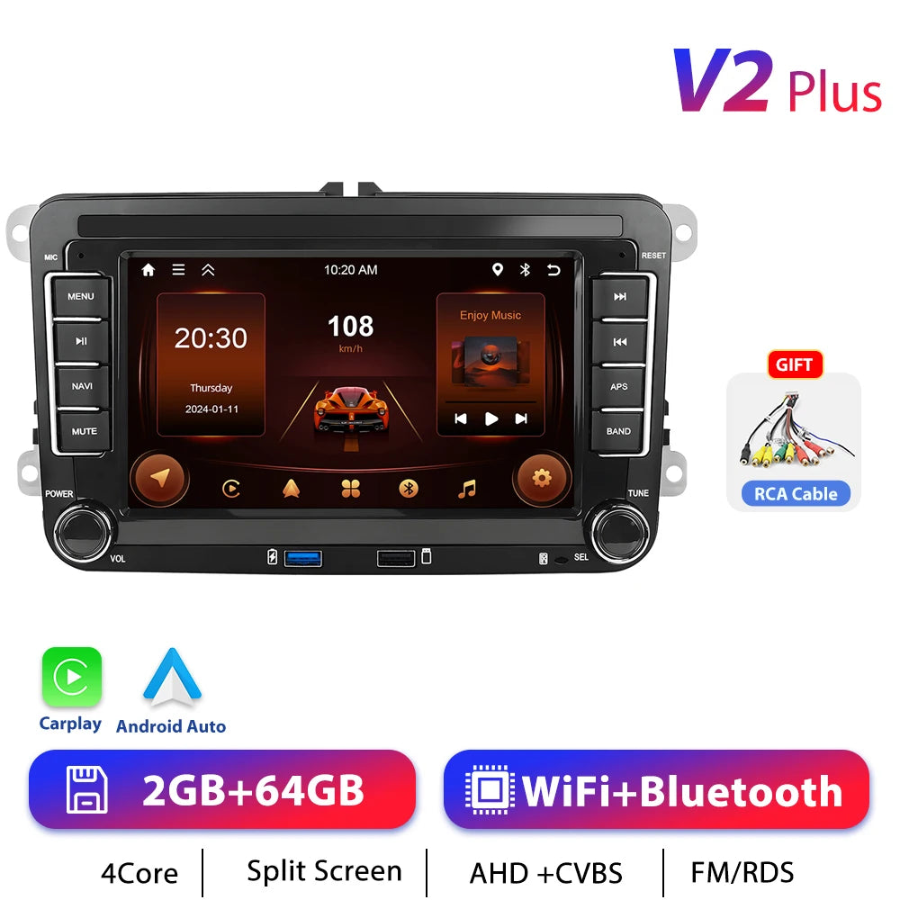 Podofo 7 "9" CarPlay Android autoradio pour Volkswagen VW Golf Passat JETTA Skoda siège voiture système Intelligent 2din GPS autoradio