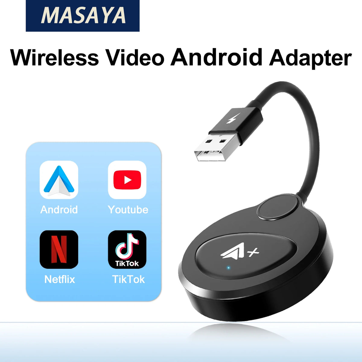 Adaptateur vidéo sans fil Android Auto, Carplay, avec Netflix/YouTube/TikTok, pour voitures Android sans fil OEM