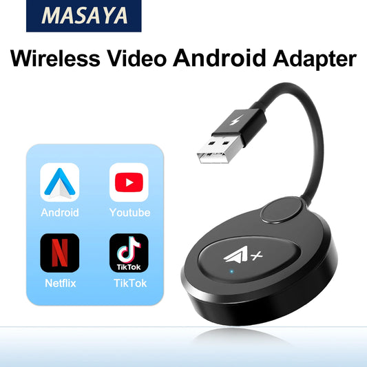 Adaptateur vidéo sans fil Android Auto, Carplay, avec Netflix/YouTube/TikTok, pour voitures Android sans fil OEM