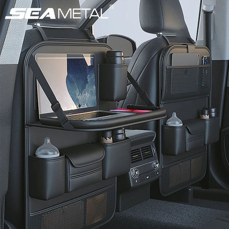SEAMETAL – organisateur de dossier de siège de voiture, sac de rangement de siège arrière de voiture avec plateau de Table pliable, support de tablette, boîte à mouchoirs, accessoires de voiture