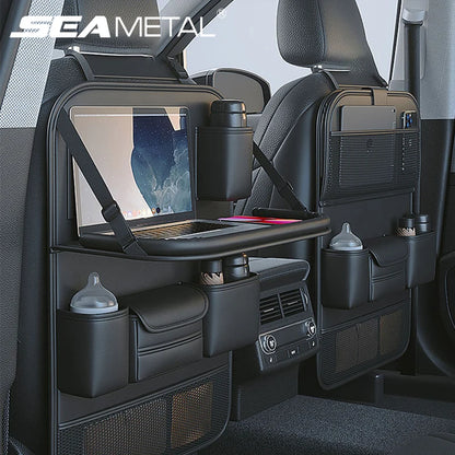 SEAMETAL – organisateur de dossier de siège de voiture, sac de rangement de siège arrière de voiture avec plateau de Table pliable, support de tablette, boîte à mouchoirs, accessoires de voiture