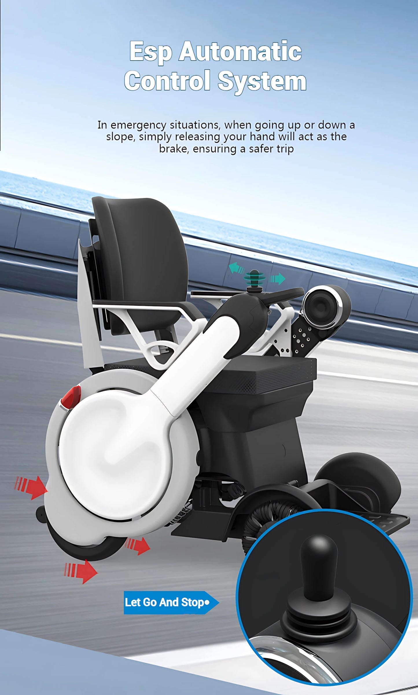 Fauteuil roulant électrique léger et intelligent haut de gamme, fauteuil roulant électrique multifonctionnel pour handicapés.