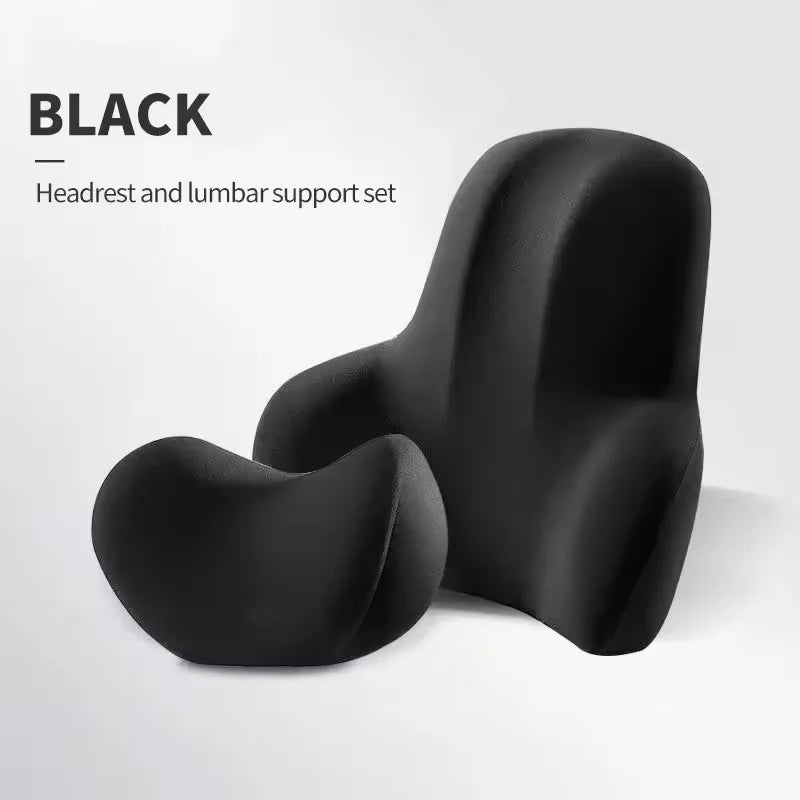 Ensemble de Support lombaire ergonomique pour appui-tête de voiture, coussin de Protection du cou en mousse à mémoire de forme, housse en peluche respirante, fournitures universelles pour véhicule
