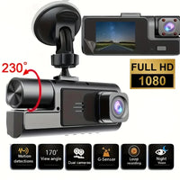 Caméra de tableau de bord pour voiture Dvr HD 1080P, 3 objectifs avant à l'intérieur arrière, enregistrement en boucle grand Angle, Vision nocturne, capteur G, accessoires de véhicule