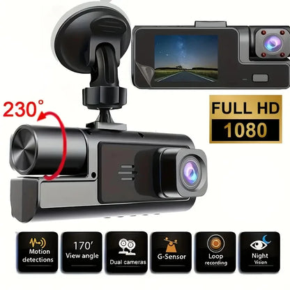 Caméra de tableau de bord pour voiture Dvr HD 1080P, 3 objectifs avant à l'intérieur arrière, enregistrement en boucle grand Angle, Vision nocturne, capteur G, accessoires de véhicule