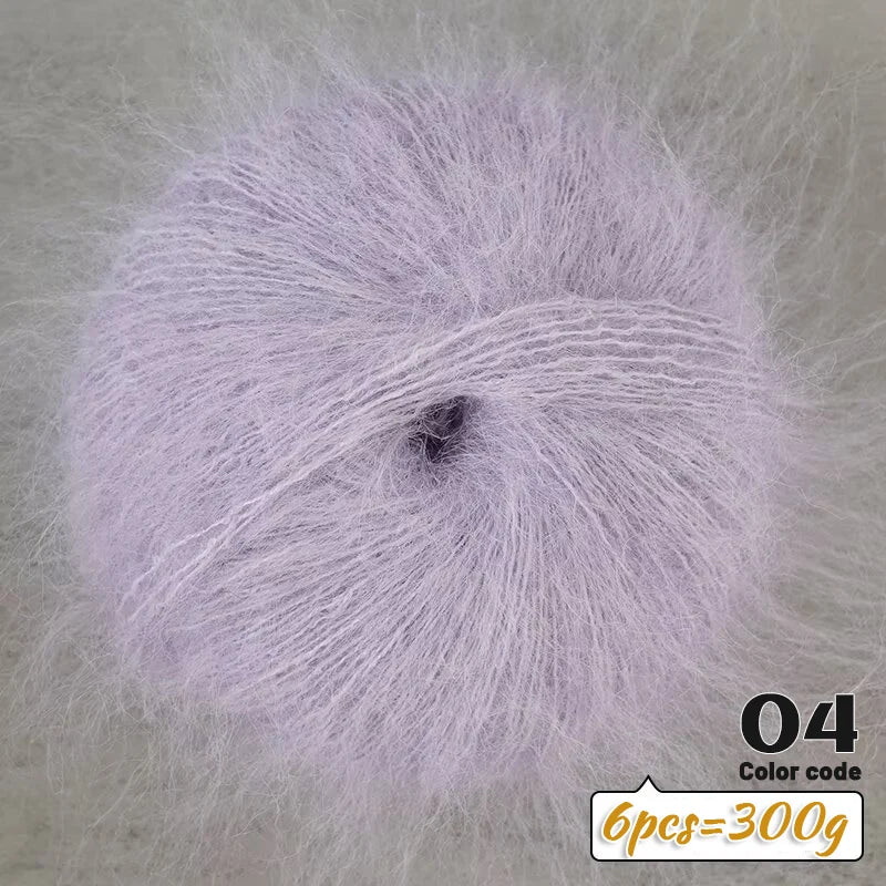 Fil de Mohair d'alpaga coloré à cheveux longs de 300 g, matériel de bricolage fait à la main, aiguilles à tricoter, pull pour femme, manteau, boule de fil de châle, 1 pièce = 6 pièces = 300 grammes