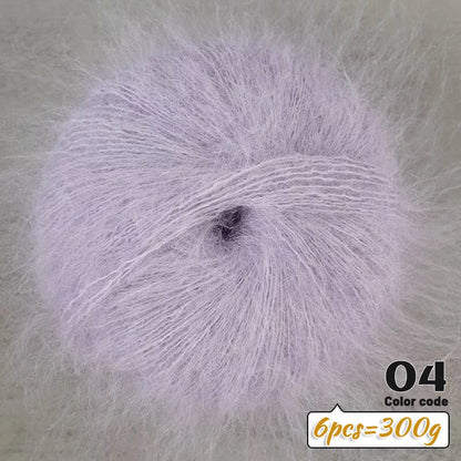 Fil de Mohair d'alpaga coloré à cheveux longs de 300 g, matériel de bricolage fait à la main, aiguilles à tricoter, pull pour femme, manteau, boule de fil de châle, 1 pièce = 6 pièces = 300 grammes