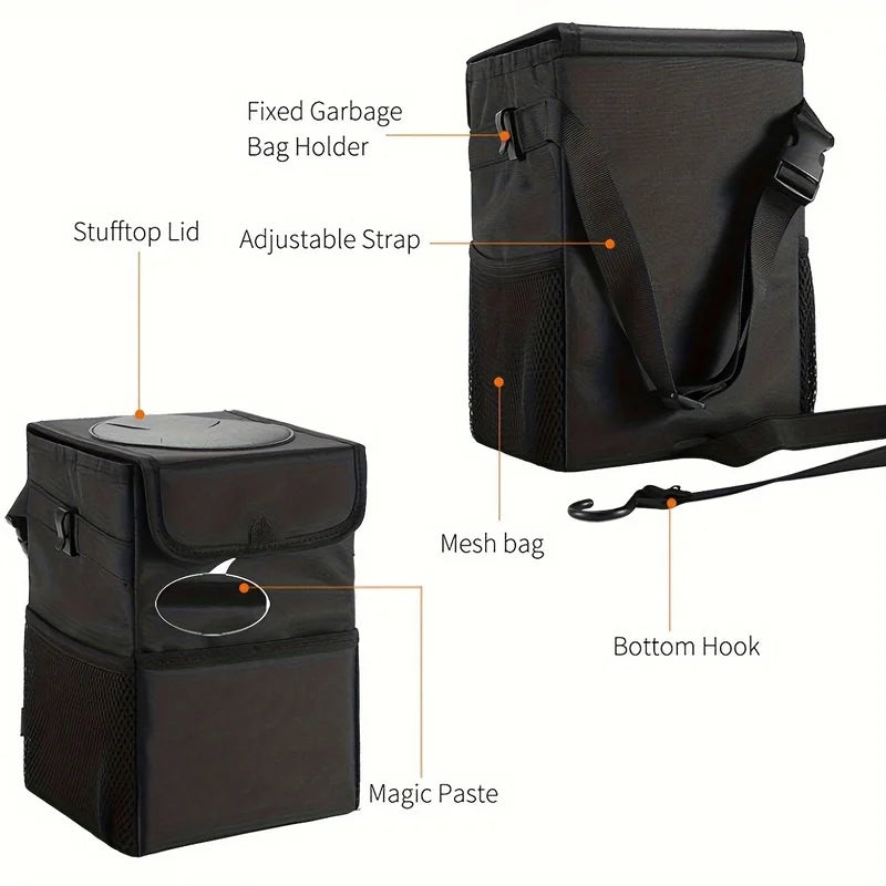 Poubelle de voiture avec couvercle, boîte de rangement pliante, poubelle de voiture étanche, rangement de siège de voiture