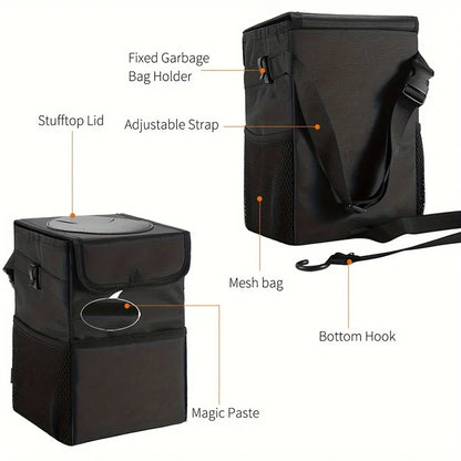 Poubelle de voiture avec couvercle, boîte de rangement pliante, poubelle de voiture étanche, rangement de siège de voiture