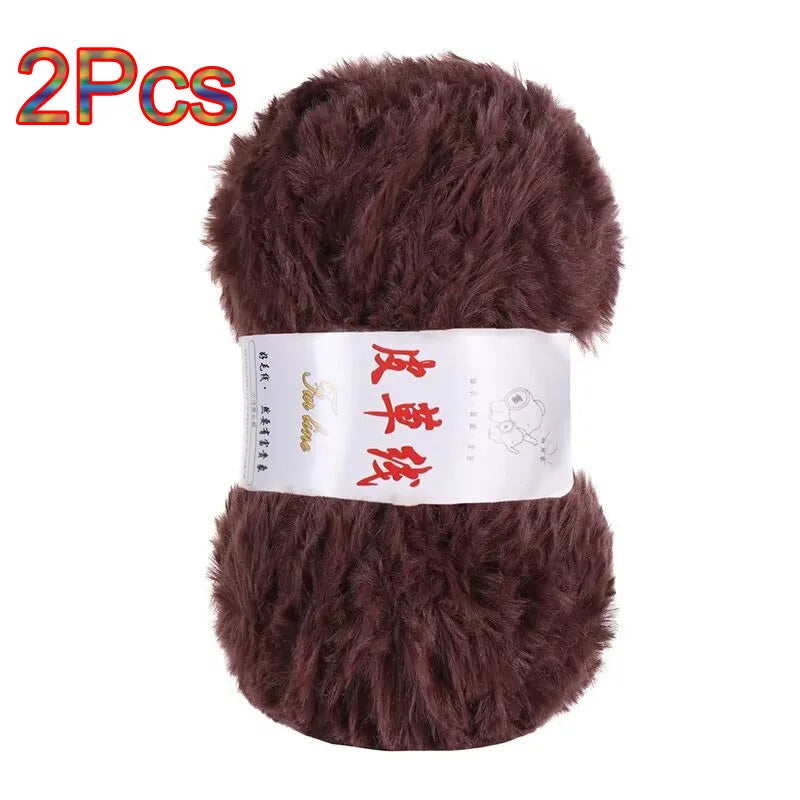 Fil de laine de vison au Crochet, 2 pièces, fil de fausse fourrure, cachemire, tricot à la main, fil de pull, vêtements, écharpe, fil de vison moelleux