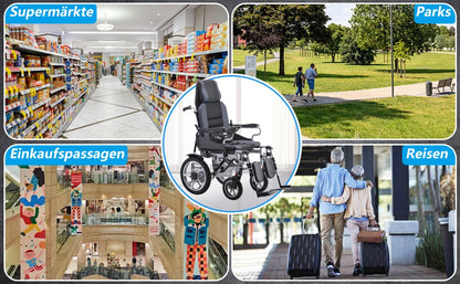 Fauteuil roulant électrique 500W, 20AH, pliable, inclinable, capacité de poids de 150KG, portée de 22KM, conception ergonomique