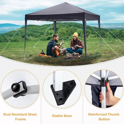 Tente pliante 10x10, portable pour extérieur, camping, patio, fêtes, gazebo EZ Up avec sac de transport (gris)