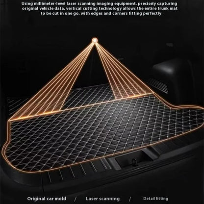 Tapis de coffre de voiture en cuir artificiel personnalisé, pour Bmw F01 série 7 E65 E66 E68 F02 G11 G12, accessoires d'intérieur de voiture, détails