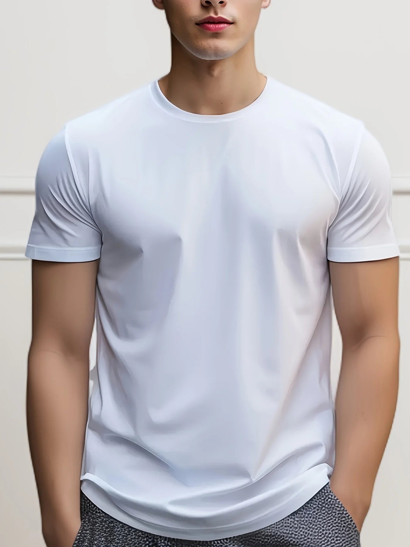 T-shirt à manches courtes et col rond pour homme, Style Simple, décontracté, dessin animé, couleur unie, confortable, pyjama pour la maison, vêtements d'extérieur d'été