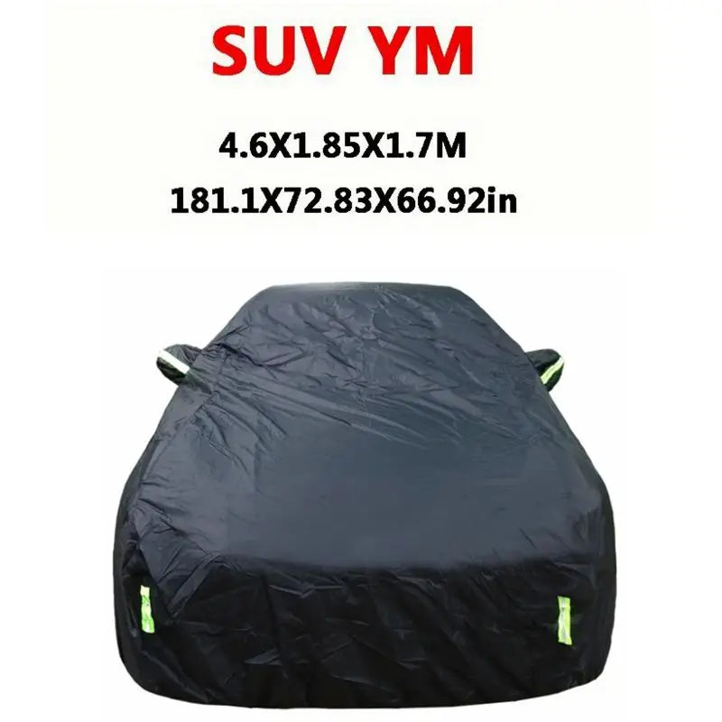 Universal SUV/Sedan Full Car Covers Outdoor Sun Snow Protection UV Car Zipper Design Black Car Case Cover S-XXL
