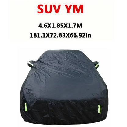 Universal SUV/Sedan Full Car Covers Outdoor Sun Snow Protection UV Car Zipper Design Black Car Case Cover S-XXL