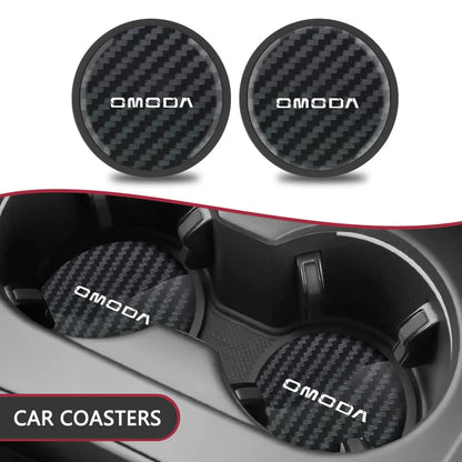 2 قطعة مانع للانزلاق من ألياف الكربون للسيارة، حصيرة كوب الماء لـ Chery Omoda C5 C3 E5 BX EX 2022 2023 2024 2025، اكسسوارات سيارة
