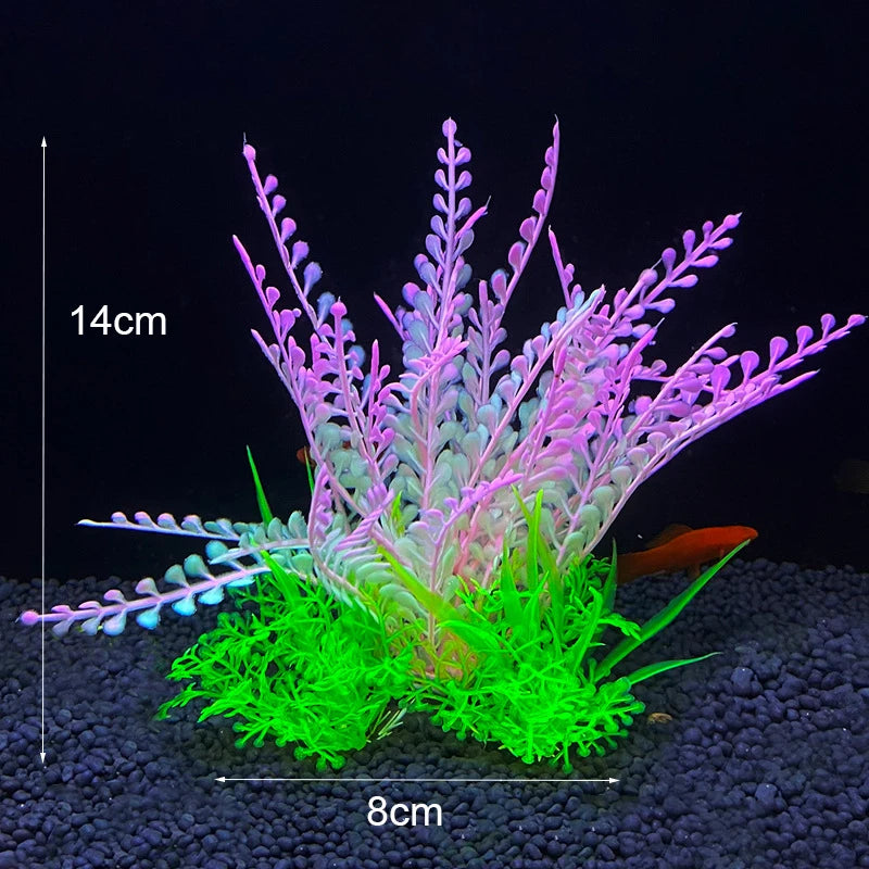 Plantes artificielles décoratives pour aquarium, herbe aquatique en plastique pour décorations d'aquarium, accessoires pour aquarium, plantas acuario