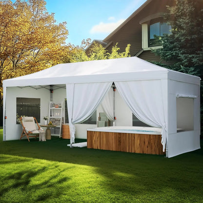 Tente pliante 10x20 avec 6 parois latérales amovibles, tente de réception robuste pour événements extérieurs, mariages, personnalisable