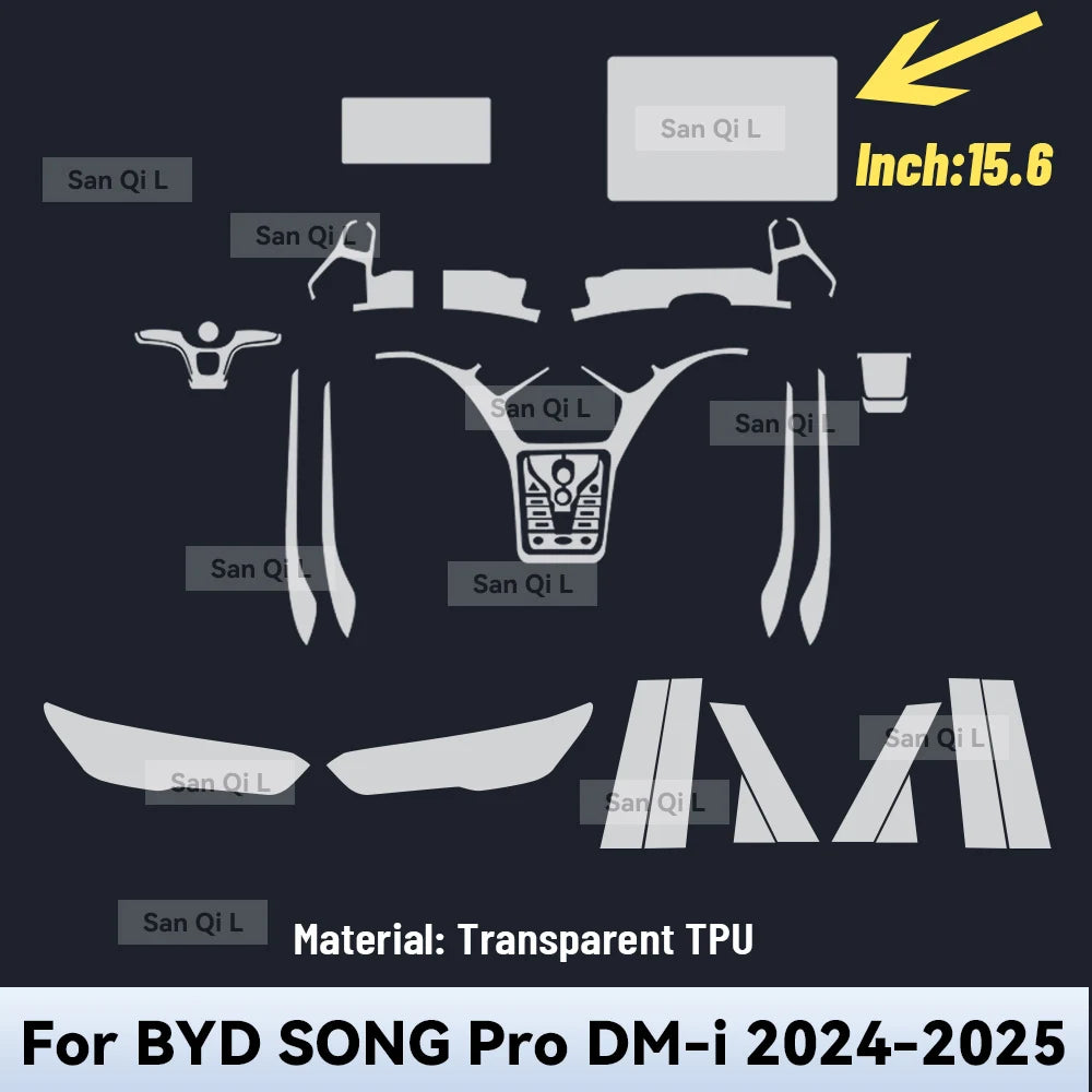 Film de protection intérieur anti-rayures pour BYD SONG PRO DM i 2024 2025, accessoires d'écran de Console centrale en TPU pour voiture de Sport Equator