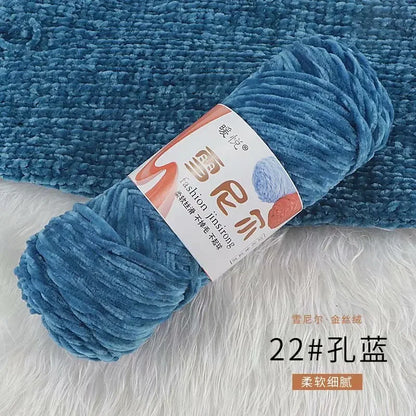 Fil de Velours en Polyester Mélangé de Coton Chenille, Crochet Ogo Doux pour Bébé, Fil Optique pour Écharpe, Bricolage Fait à la Main, 100 g/Rouleau