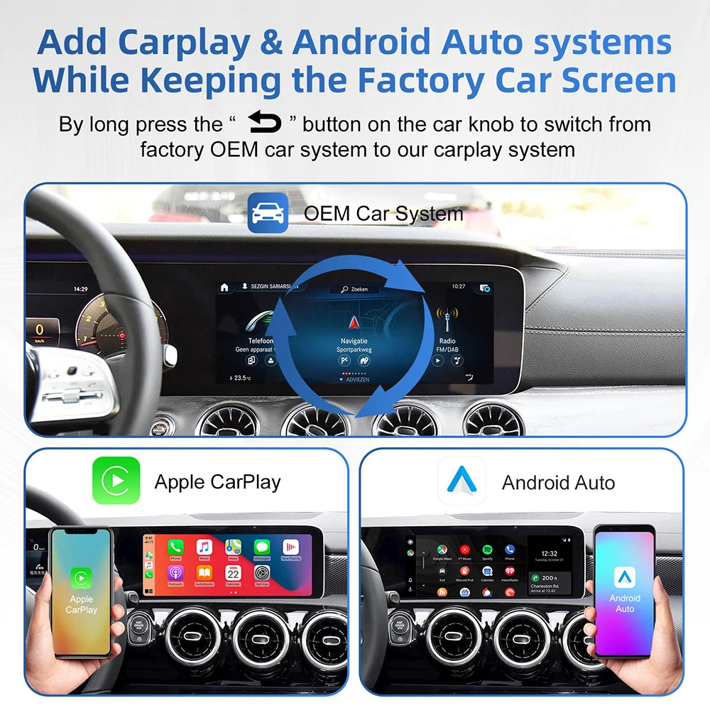 CarPlay sans fil Android Auto pour Mercedes Benz 2019 – 2022 NTG6.0 système MBUX Bluetooth GPS Nav Wifi mise à jour de l'écran multimédia