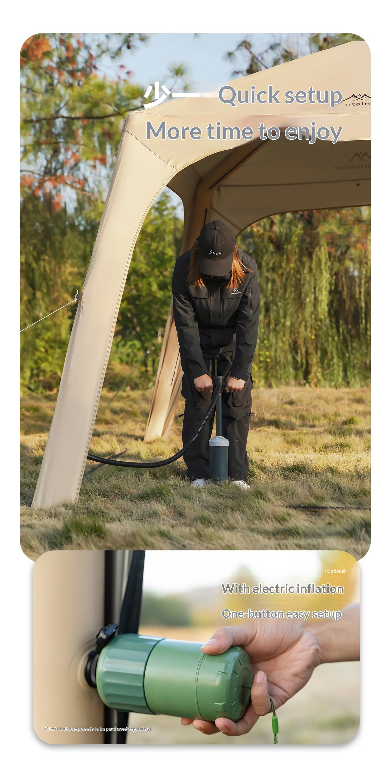 Tente dôme gonflable portable imperméable pour le camping en plein air Mountainhiker, grande capacité pour plusieurs personnes, auvent de parc, auvent de pique-nique