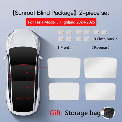Pare-soleil pour Tesla modèle 3 toit ouvrant Highland 2025 modèle Y 2020-25 boucle en tissu de glace pare-soleil verre avant arrière lucarne accessoire