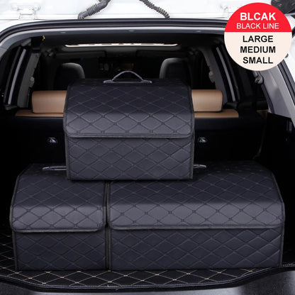 Boîte de rangement pour coffre de voiture, grande capacité, outils multi-usages automobiles, sac de rangement, rangement, rangement, cuir, pliable pour l'urgence