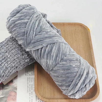 Fil de velours doux en Chenille, mélange de laine tricotée au Crochet, écharpe faite à la main, manteau, couverture et chapeau pour bébé, 95g
