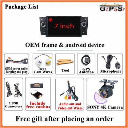 Pour Fiat Grande Punto Linea 2007-2012 autoradio Navigation GPS Android Auto stéréo écran vidéo Carplay vidéo 2K No 2din