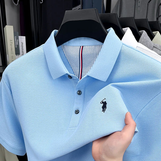 Polo à manches courtes pour hommes 100% pur coton mode d'été marque haut de gamme broderie poney haut de golf T-shirt d'affaires décontracté