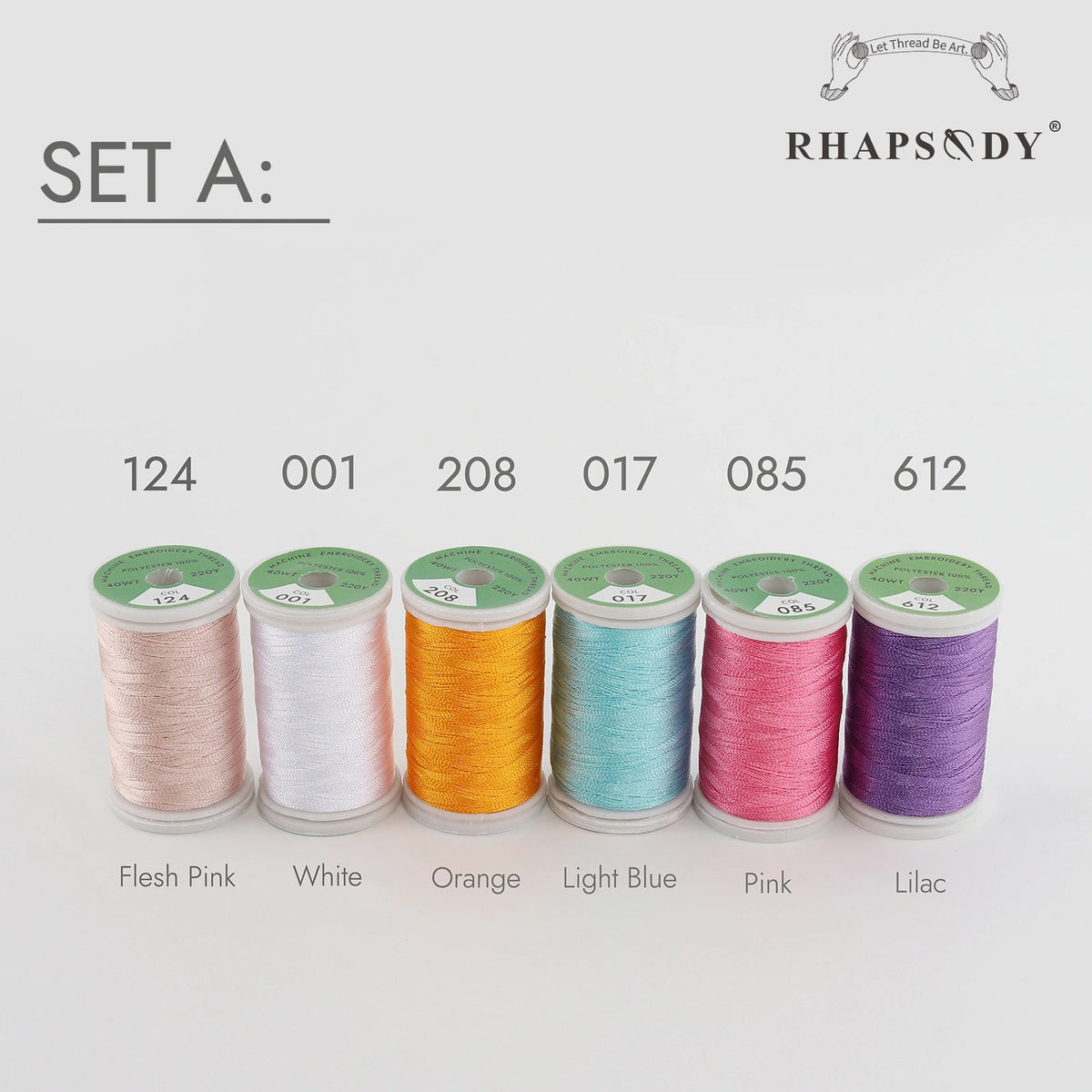 Rhapsody 6/60 ensemble de couleurs frère fil à broder en Polyester de qualité supérieure 200M (220Y) chaque bobine frère Babylock Janome Singer Hom
