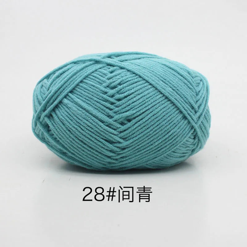 40-50 جم/المجموعة خيوط قطنية حليبية 4 طبقات (80%) للحياكة، صبغة لانا لعمل الكروشيه اليدوي، سترة قبعة دمى بسعر منخفض