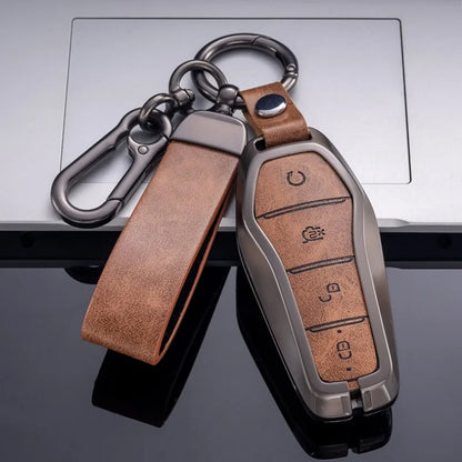 Étui pour clé pour BYD Song Plus Atto 3 Han EV Tang DM Qin joint dauphin cuir métal porte-clés à distance porte-clés accessoires de voiture