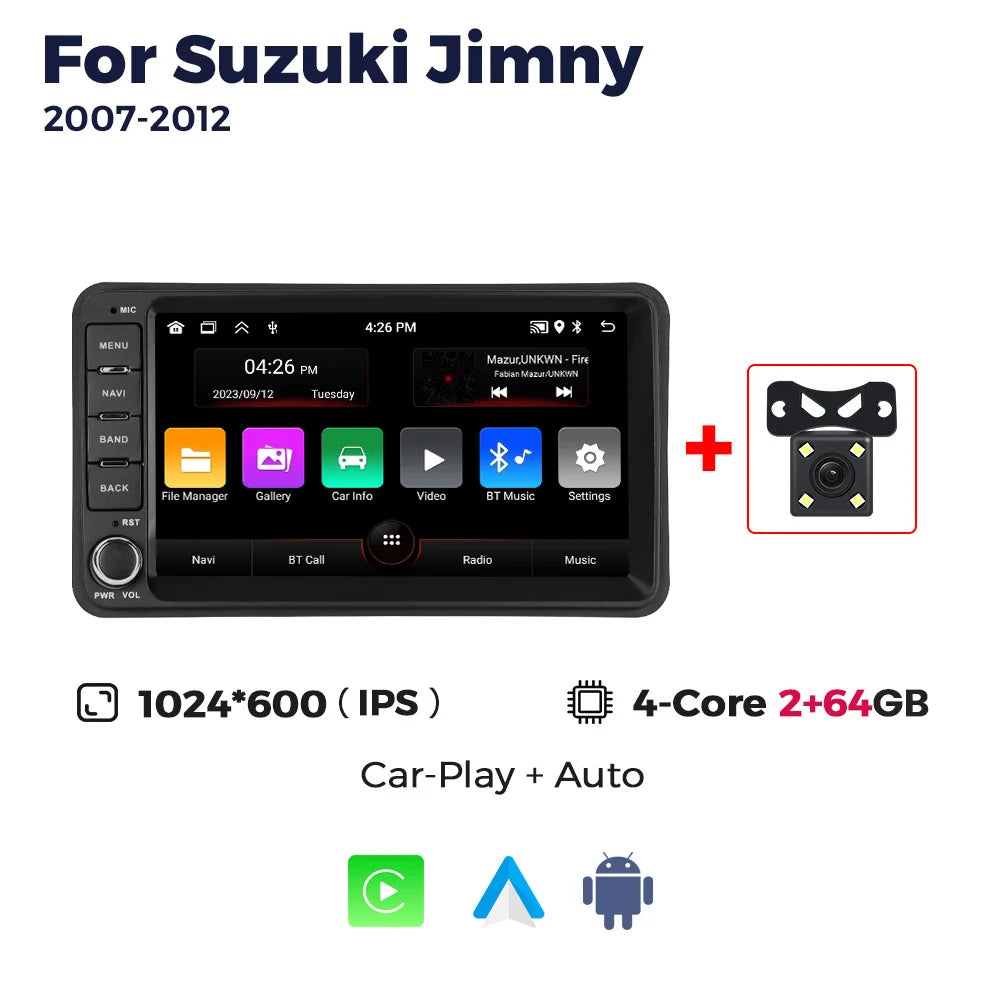 2026 nouveau Android 15 autoradio sans fil Carplay écran pour Suzuki Jimny 2007-2015 GPS Navigation Wifi RDS Auto lecteur multimédia