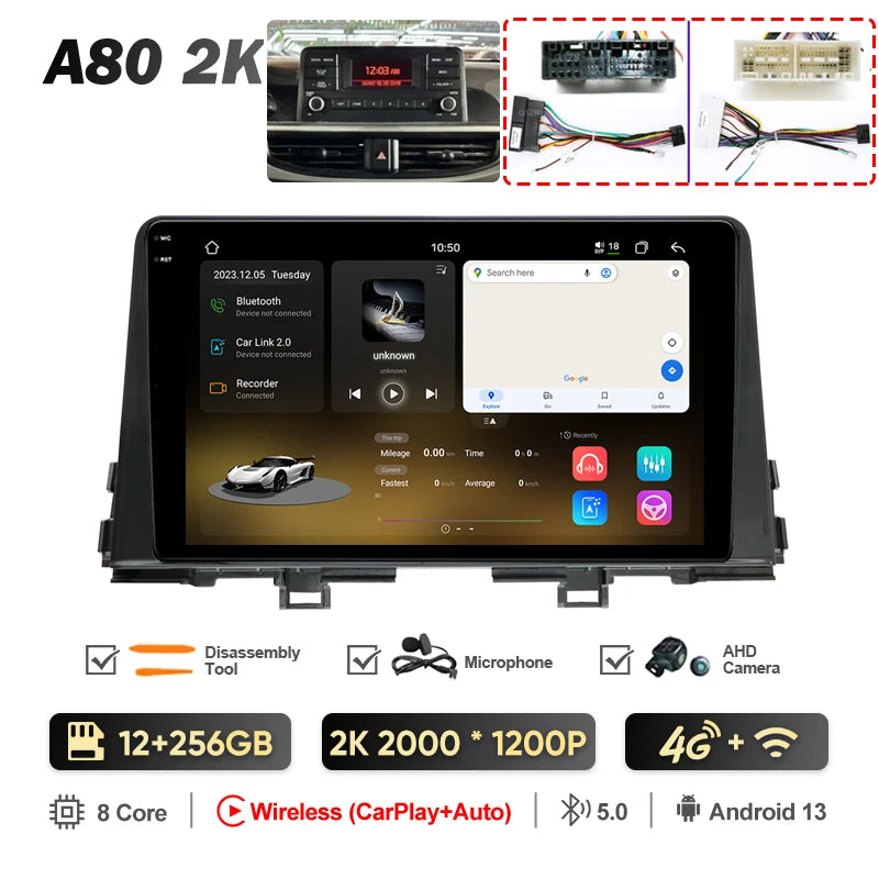 QSZN pour KIA Picanto Morning 3 JA 2018 - 2019 Android 13 autoradio lecteur vidéo multimédia CarPlay Auto 4G GPS Navigation stéréo