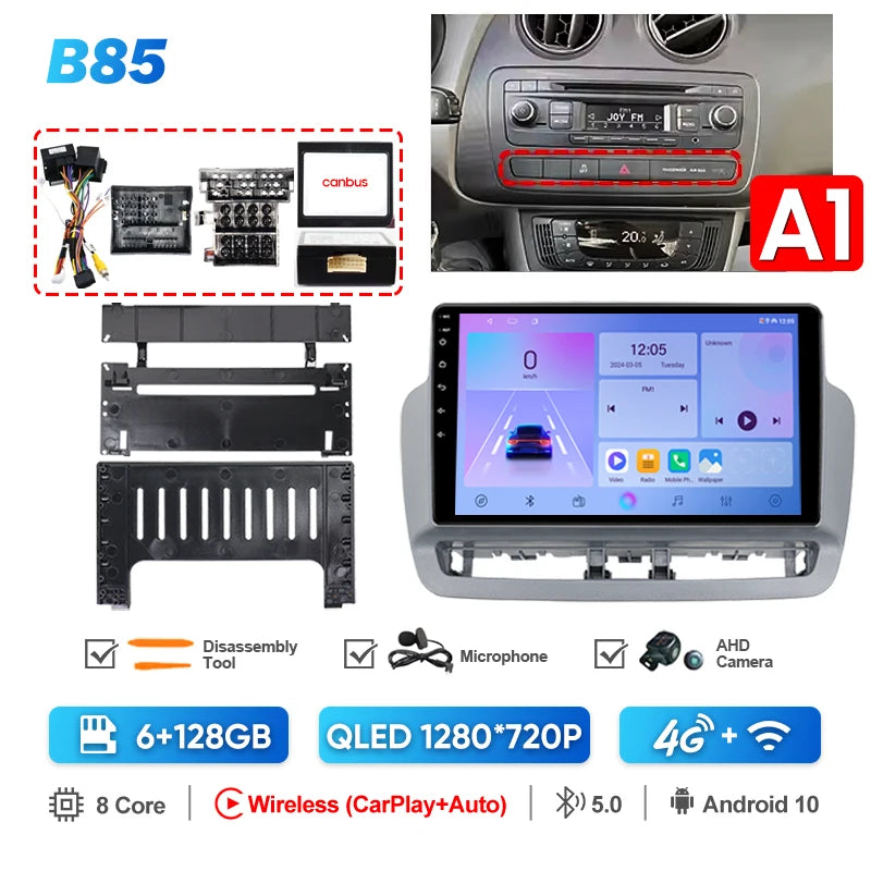 Pour Seat Ibiza 2012 2013 2014 2015 Android Auto Carplay Radio voiture lecteur vidéo multimédia GPS Navigation QLED écran tactile 4G