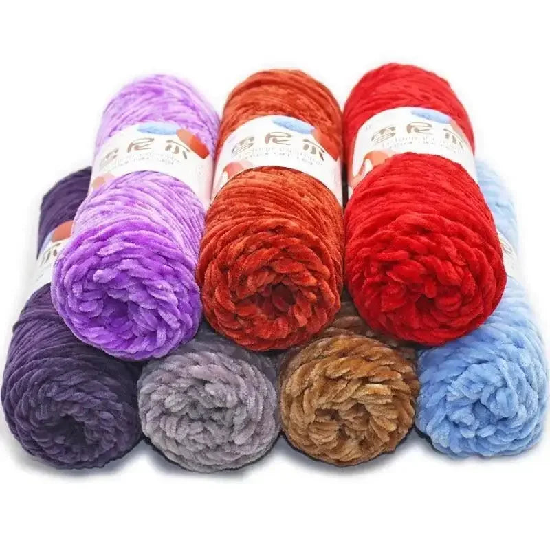 Fil de Velours en Polyester Mélangé de Coton Chenille, Crochet Ogo Doux pour Bébé, Fil Optique pour Écharpe, Bricolage Fait à la Main, 100 g/Rouleau