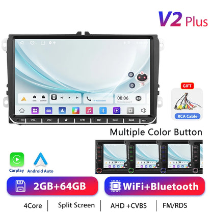 Podofo 7 "9" CarPlay Android autoradio pour Volkswagen VW Golf Passat JETTA Skoda siège voiture système Intelligent 2din GPS autoradio