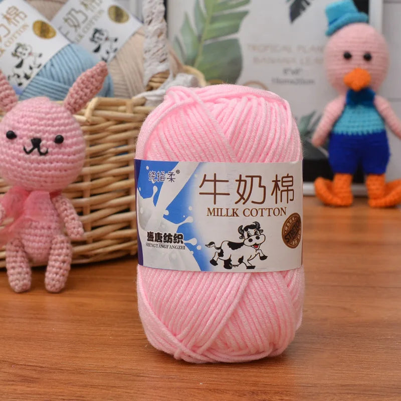 Fil à tricoter en coton au lait, 5 brins, 50g, pour bricolage de sacs de poupée, fil, écharpe, chaussettes
