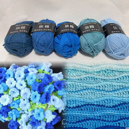 Combinaison de fils de coton au lait, couleurs mélangées, ensemble de fils à tricoter au Crochet pour bricolage artisanal, pull, écharpe, tricot, 5 pièces