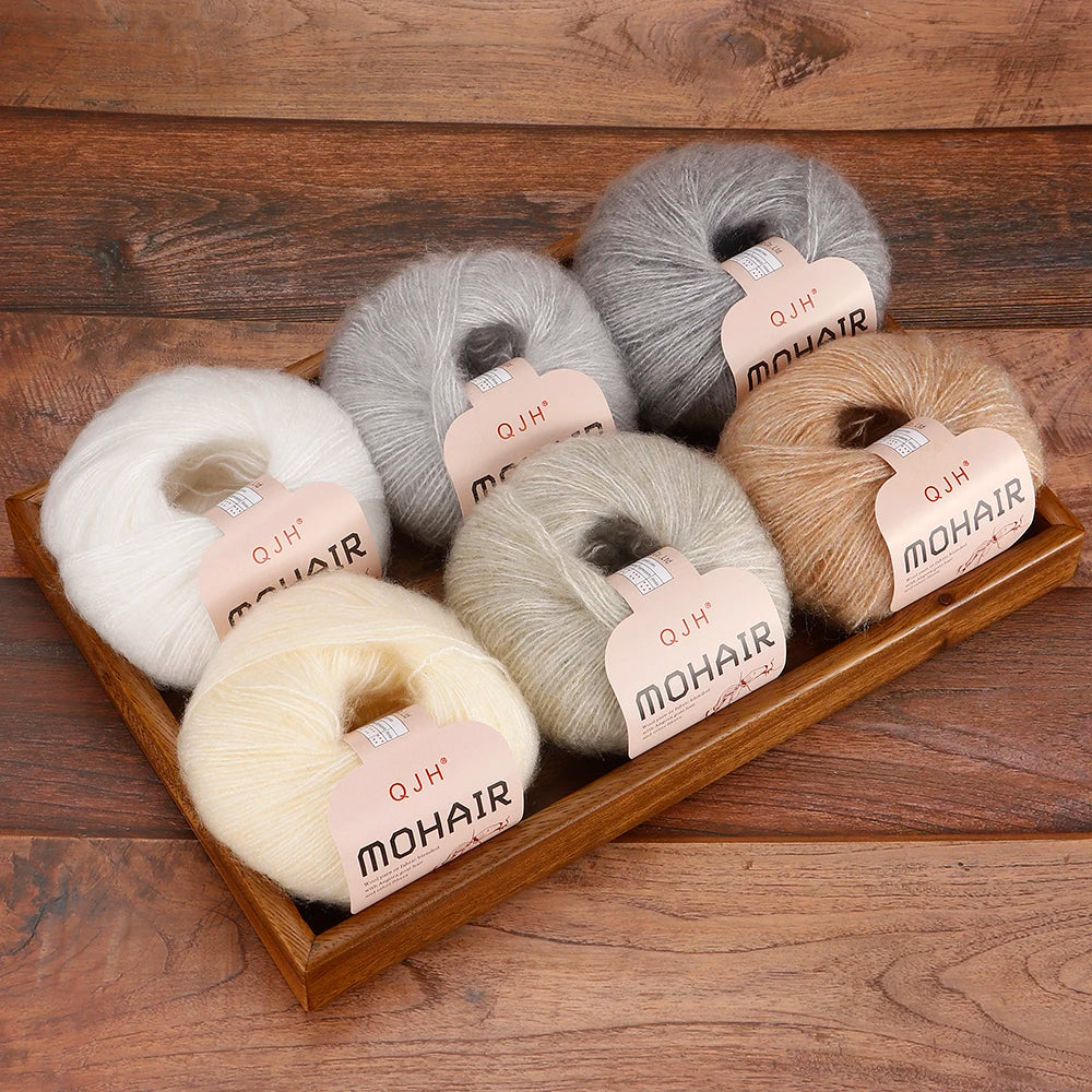 Fil Mohair doux et chaud, 6 paquets/150g, chaussettes de pull en tricot faites à la main, fil d'écharpe châle au Crochet, 60% Mohair, 40% acrylique