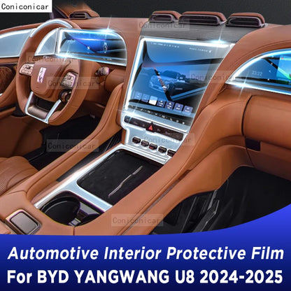 Pour BYD YANGWANG U8 2024 2025 panneau tableau de bord Navigation automobile intérieur Film de protection TPU anti-rayures autocollant