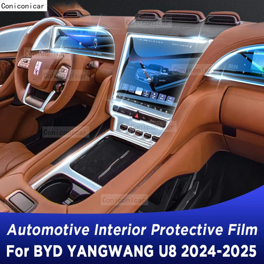 Pour BYD YANGWANG U8 2024 2025 panneau tableau de bord Navigation automobile intérieur Film de protection TPU anti-rayures autocollant